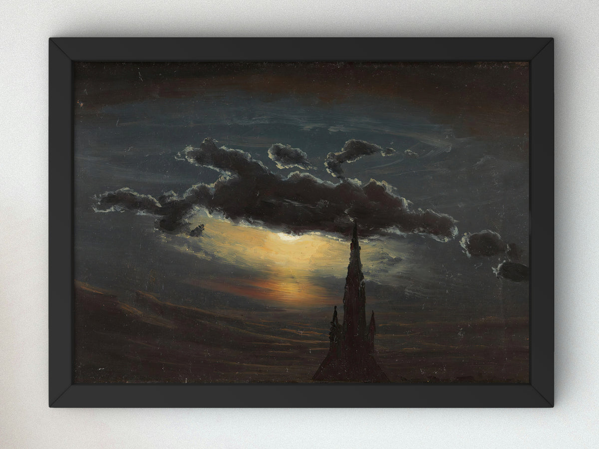 Study of Clouds in Moonlight by Knud Baade 1848, Wall Art Print, Fine Art Reproduction, Museum Quality Decor, Poster