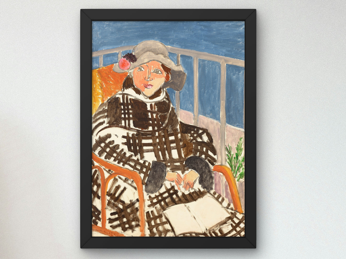 Mademoiselle Matisse in Scottish Coat by Henri Matisse 1918, Wall Art Print, Fine Art Reproduction, Museum Quality Decor, Poster