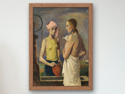 Two Women at the Well by Karl Hofer 1940, Wall Art Print, Fine Art Reproduction, Museum Quality Decor, Poster