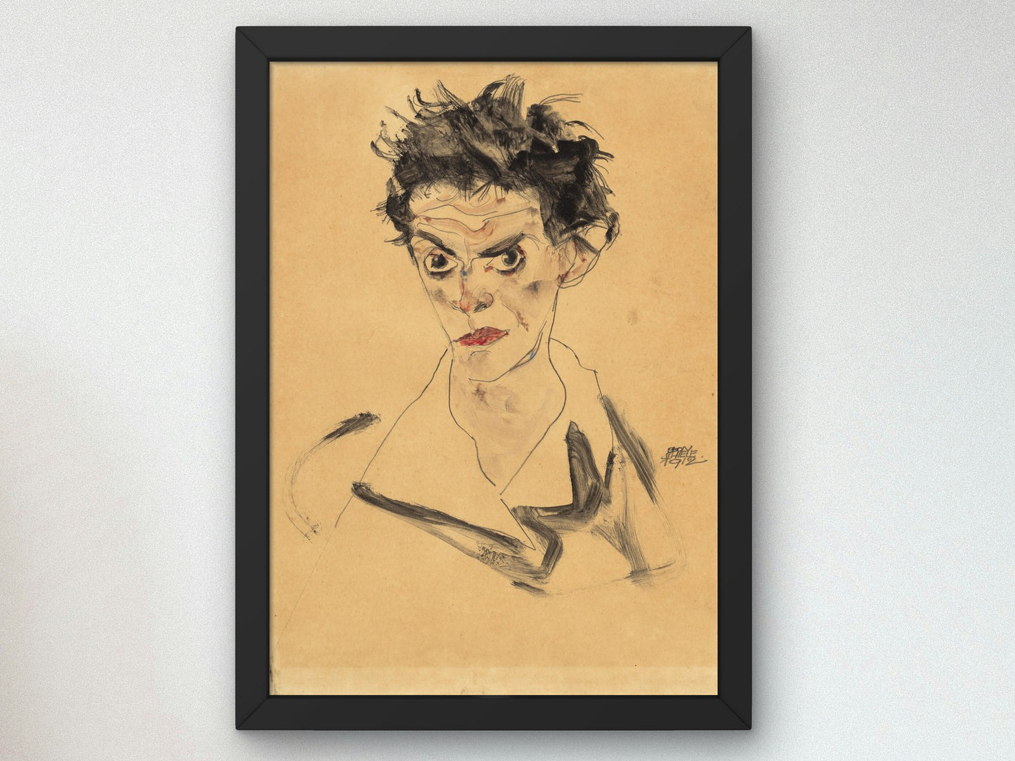 Self Portrait by Egon Schiele 1912, Wall Art Print, Fine Art Reproduction, Museum Quality Decor, Poster