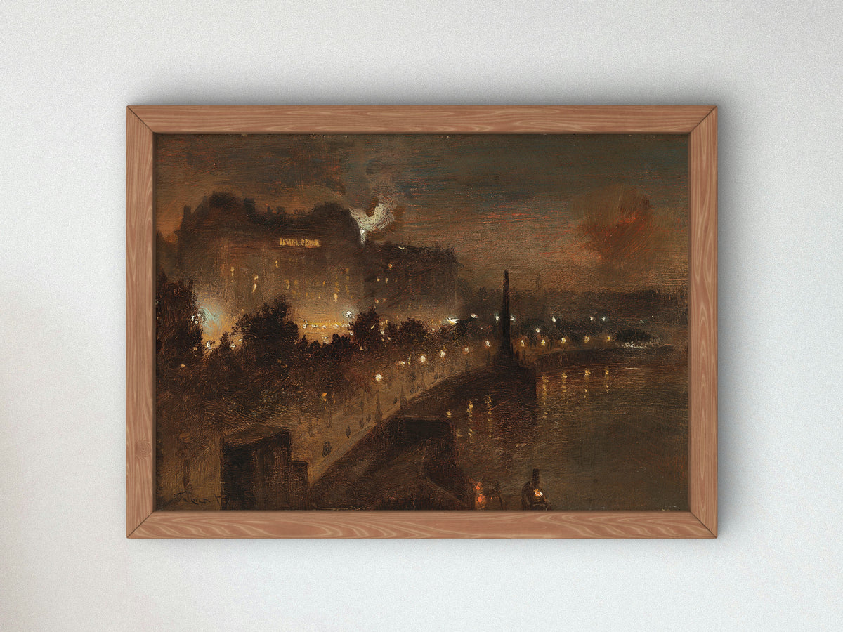 Victoria Embankment from Hungerford Bridge by George Hyde Pownall, Wall Art Print, Fine Art Reproduction, Museum Quality Decor, Poster