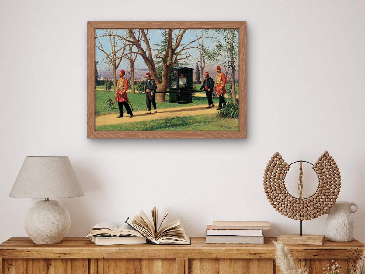 The Daughter of the English Ambassador Riding in a Palanquin by Fausto Zonaro, Wall Art Print, Fine Art Reproduction, Museum Quality Decor
