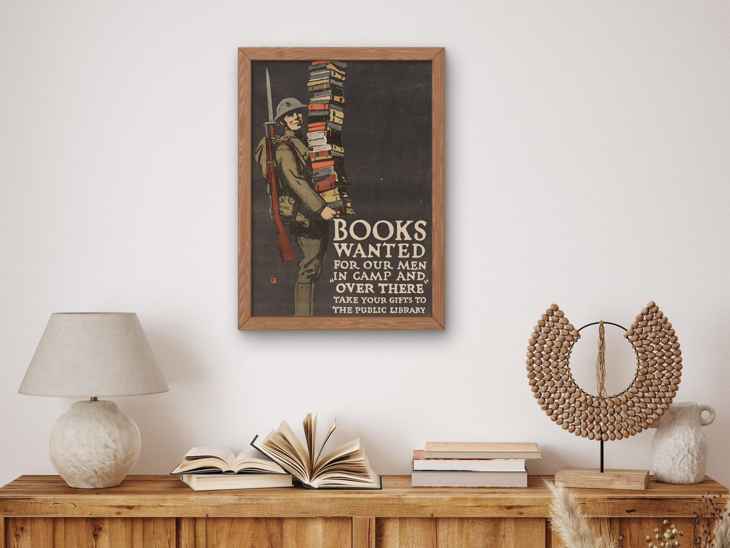 Books Wanted for Our Men in Camp and Over There by Charles Buckles Falls 1918, Wall Art Print, Fine Art Reproduction, Museum Quality Decor
