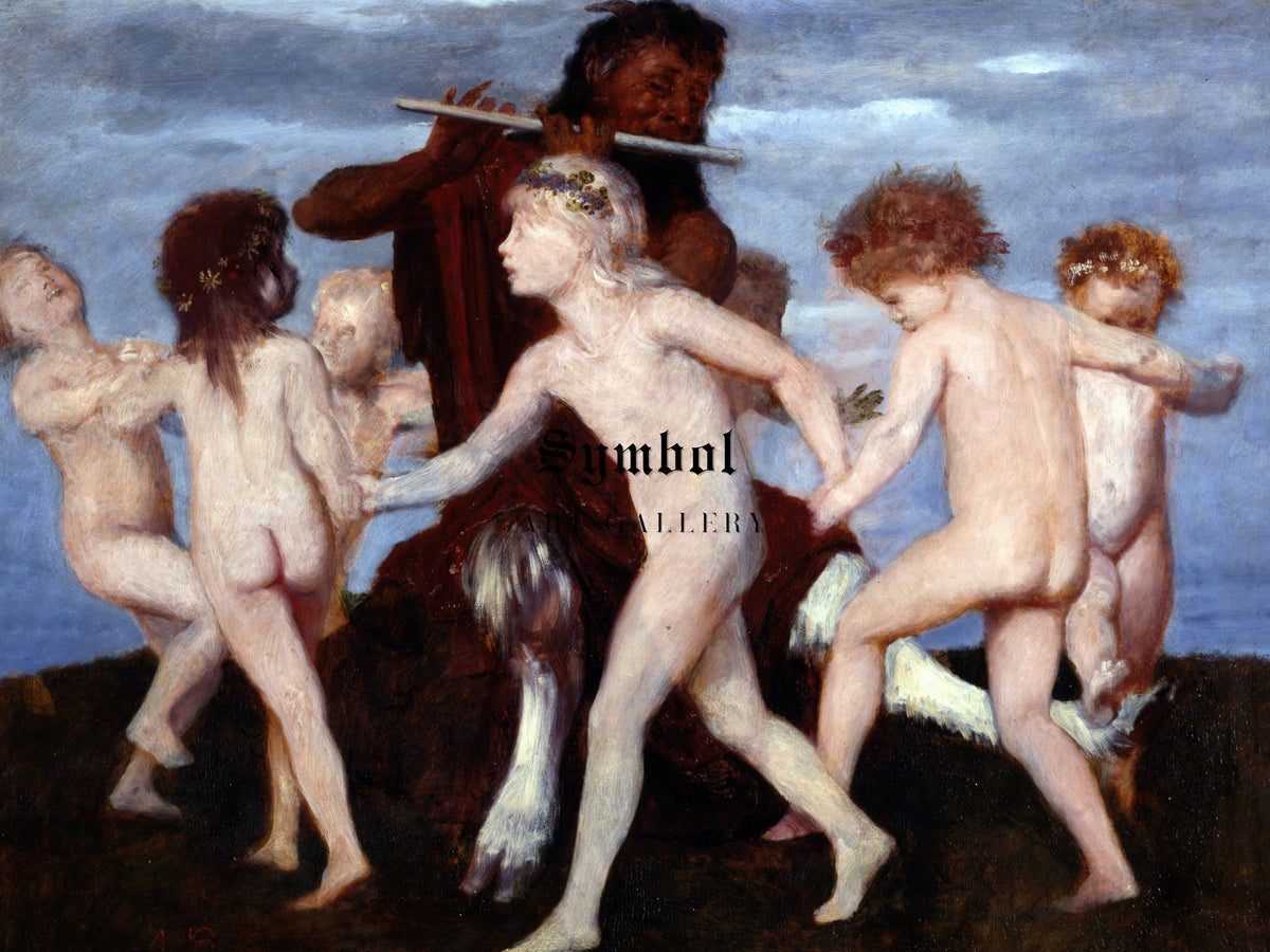 Pan Dancing with Children by Arnold Böcklin 1884, Wall Art Print, Fine Art Reproduction, Museum Quality Decor, Poster