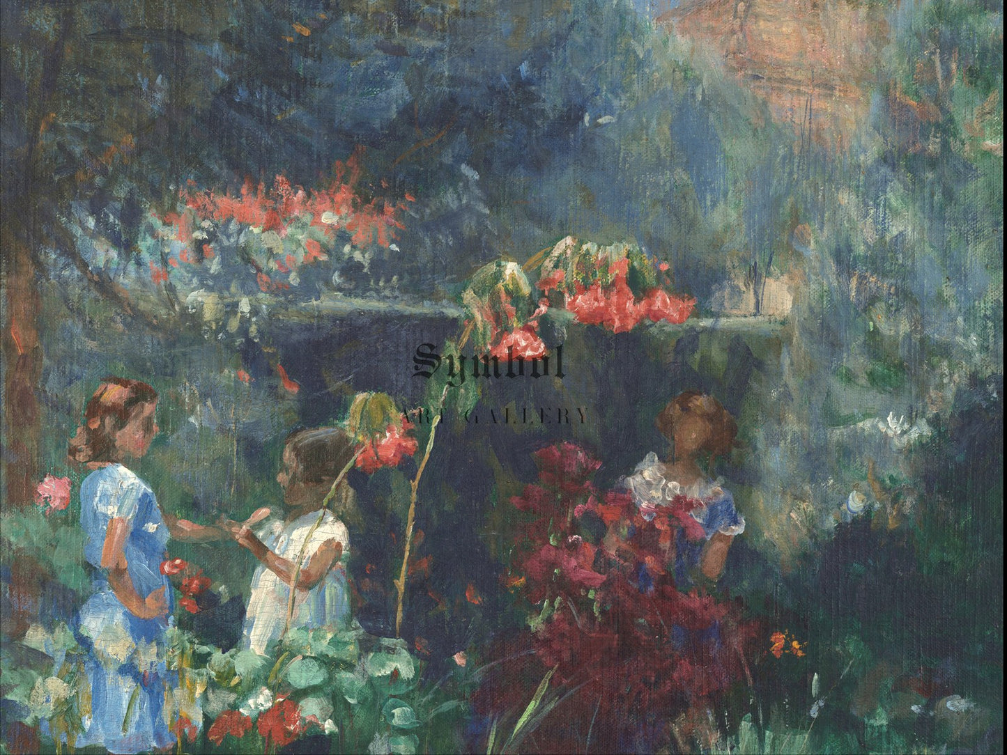 Three Girls in the Garden by Eliseu Visconti 1935, Wall Art Print, Fine Art Reproduction, Museum Quality Decor, Poster