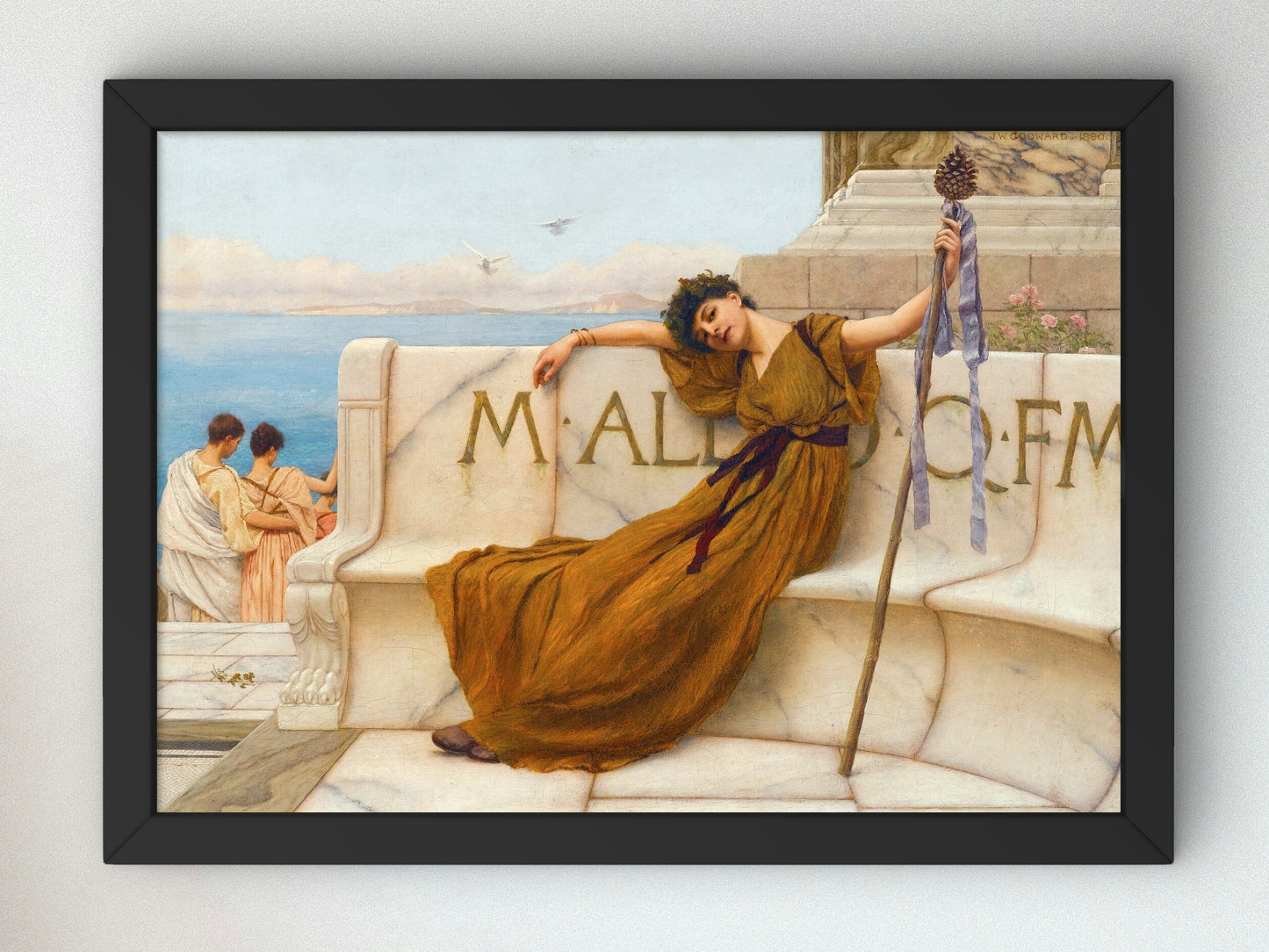 A Priestess of Bacchus by John William Godward 1890, Wall Art Print, Fine Art Reproduction, Museum Quality Decor, Poster