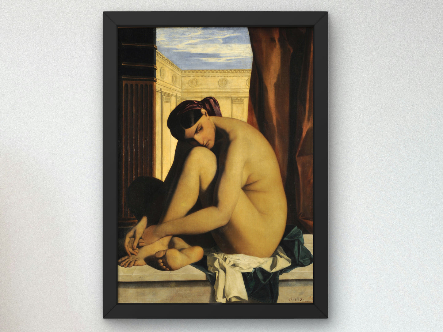 In the Bath by Dominique Louis Papety 1835, Wall Art Print, Fine Art Reproduction, Museum Quality Decor, Poster