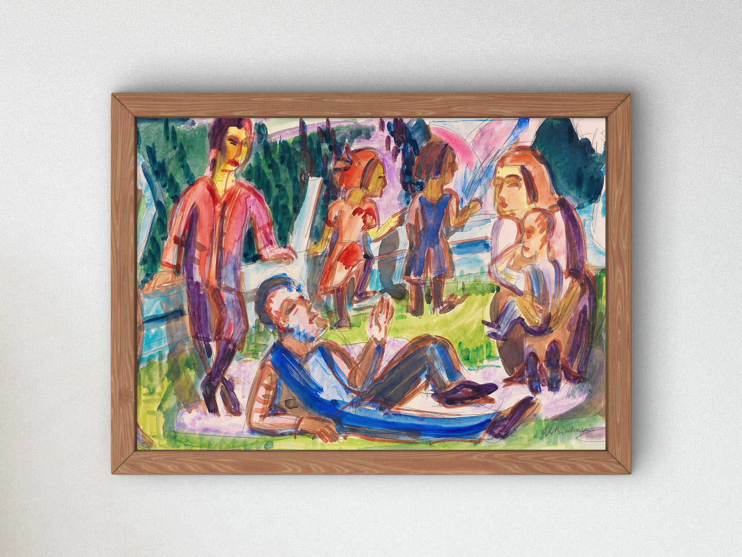 Family in the Meadow by Ernst Ludwig Kirchner 1922, Wall Art Print, Fine Art Reproduction, Museum Quality Decor, Poster