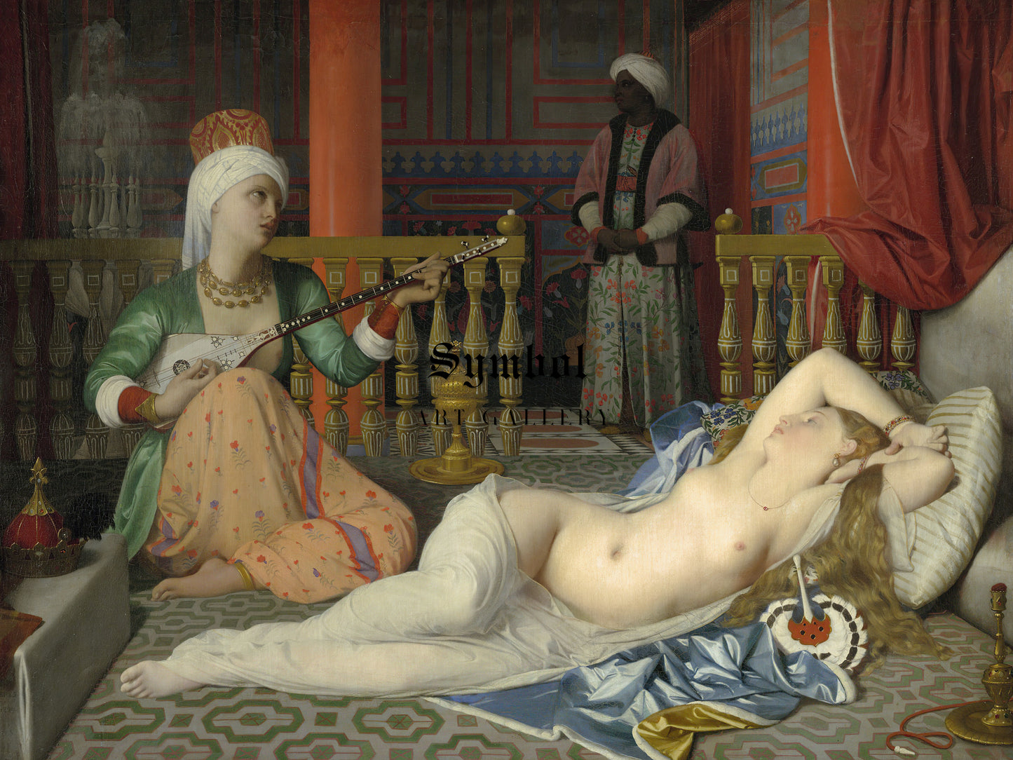 Odalisque, Slave, and Eunuch by Jean Auguste Dominique Ingres 1839, Wall Art Print, Fine Art Reproduction, Museum Quality Decor, Poster