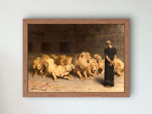 Daniel in the Lions' Den by Briton Rivière 1872, Wall Art Print, Fine Art Reproduction, Museum Quality Decor, Poster