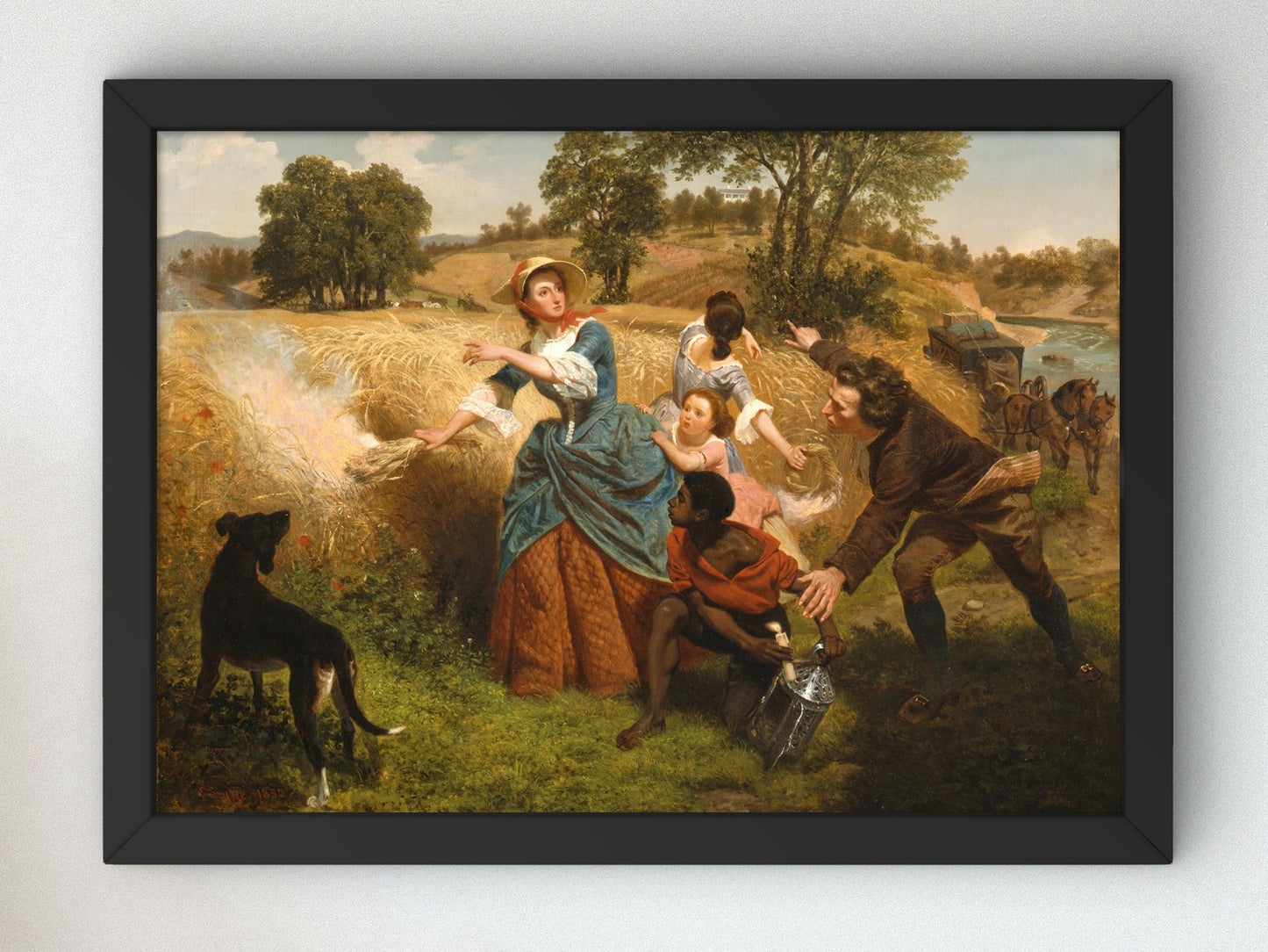 Mrs. Schuyler Burning Her Wheat Fields on the Approach of the British by Emanuel Gottlieb Leutze 1852, Wall Art Print, Fine Art Reproduction