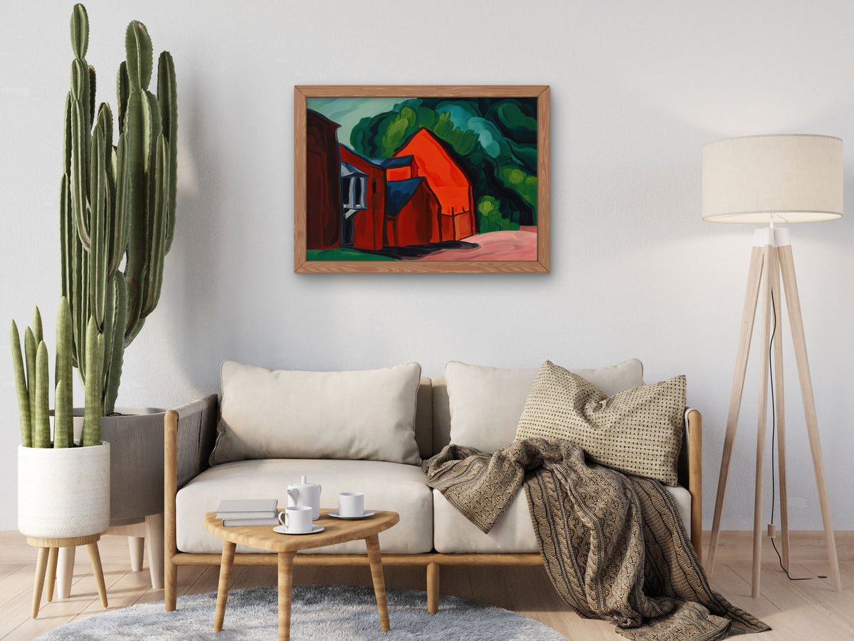 Farmyard by Oscar Bluemner 1928, Wall Art Print, Fine Art Reproduction, Museum Quality Decor, Poster
