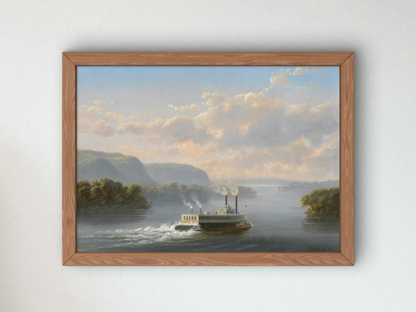 Steamwheeler on the Upper Mississippi by Ferdinand Richardt 1865, Wall Art Print, Fine Art Reproduction, Museum Quality Decor, Poster