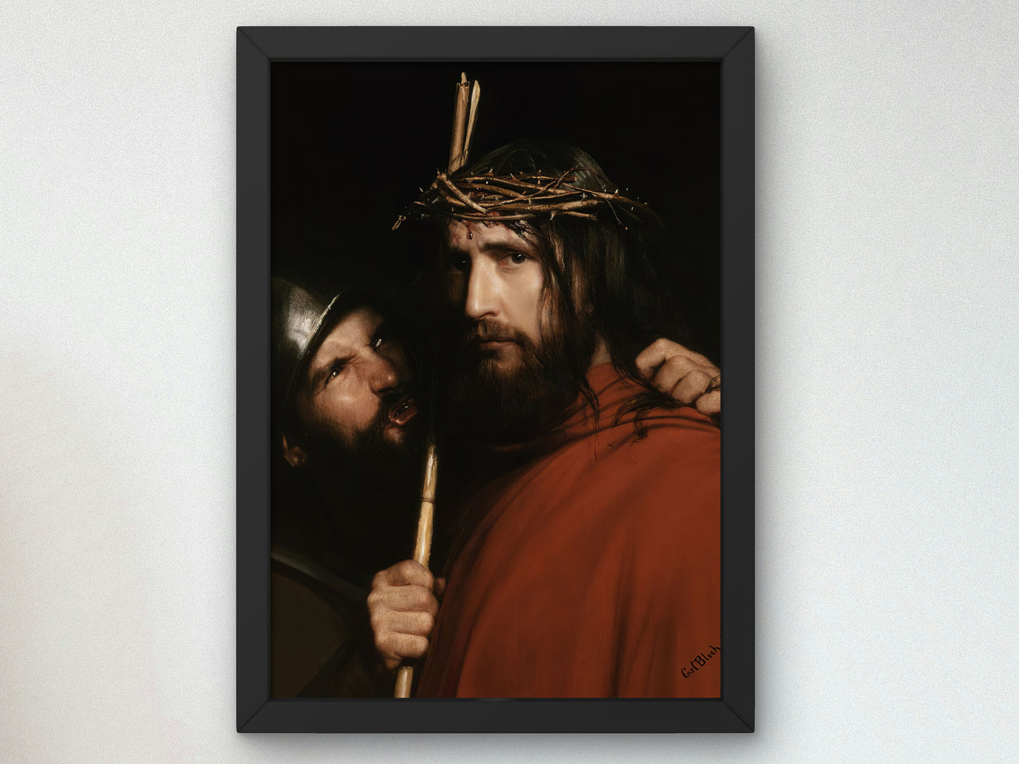 Christ with Mocking Soldier by Carl Bloch 1873, Wall Art Print, Fine Art Reproduction, Museum Quality Decor, Poster