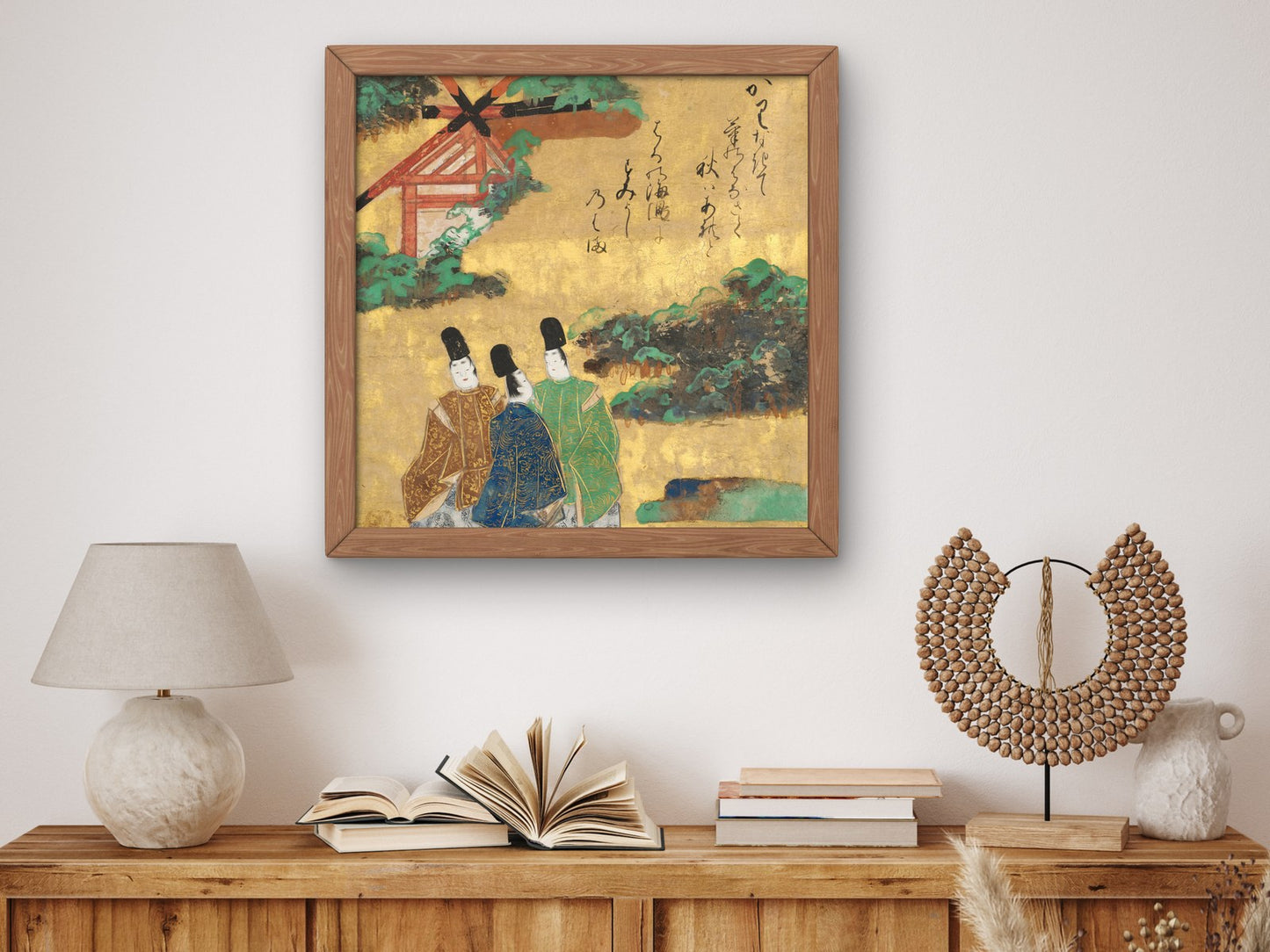 The Beach at Sumiyoshi from the Tales of Ise by Tawaraya Sōtatsu 1634, Wall Art Print, Fine Art Reproduction, Museum Quality Decor, Poster