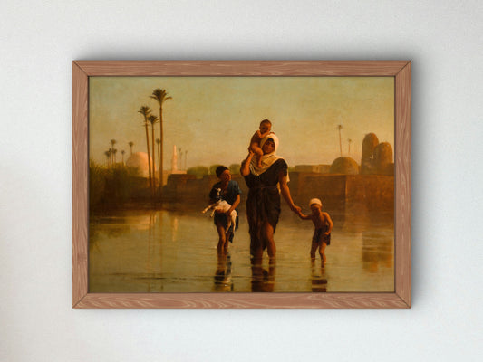 The Way from the Village, Time of Inundation by Frederick Goodall, Wall Art Print, Fine Art Reproduction, Museum Quality Decor, Poster