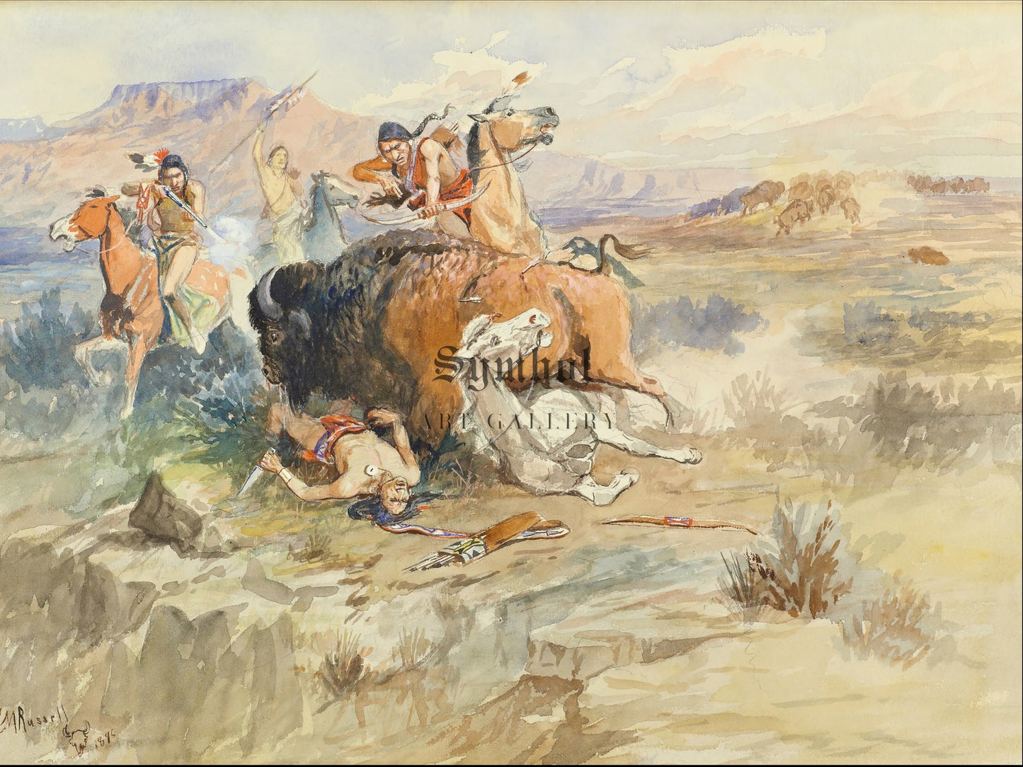 Buffalo Hunt No. 15 by Charles Marion Russell 1896, Wall Art Print, Fine Art Reproduction, Museum Quality Decor, Poster