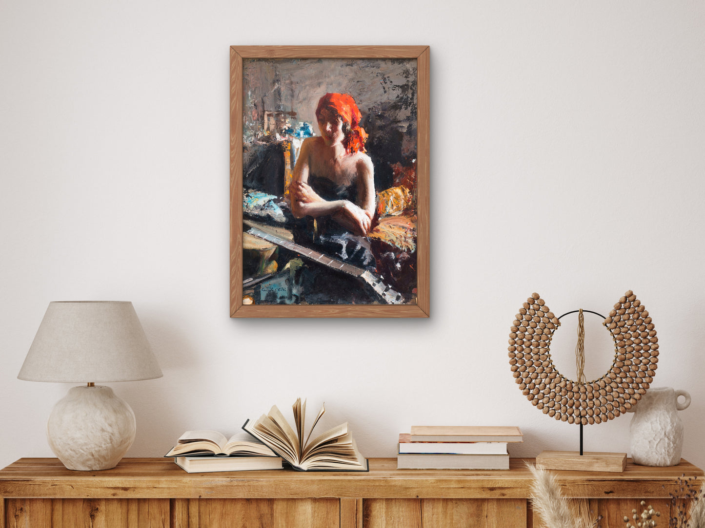 Woman With Guitar by Eugenio Viti, Wall Art Print, Fine Art Reproduction, Museum Quality Decor, Poster