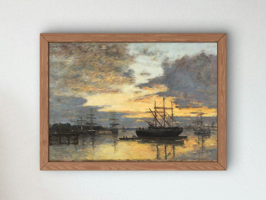 Bordeaux In the Harbor by Eugène Boudin 1880, Wall Art Print, Fine Art Reproduction, Museum Quality Decor, Poster