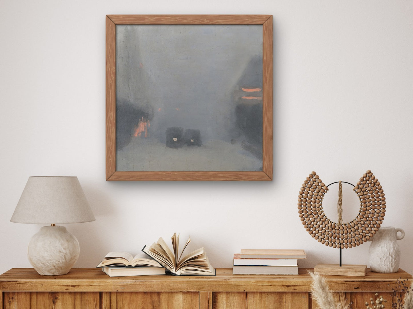 Passing Trams by Clarice Beckett 1931, Wall Art Print, Fine Art Reproduction, Museum Quality Decor, Poster