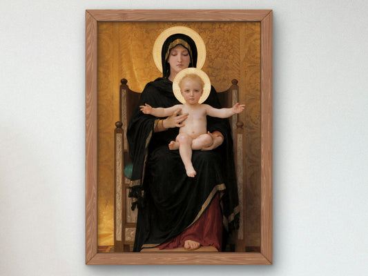 Virgin and Child by William Bouguereau 1888, Wall Art Print, Fine Art Reproduction, Museum Quality Decor, Poster