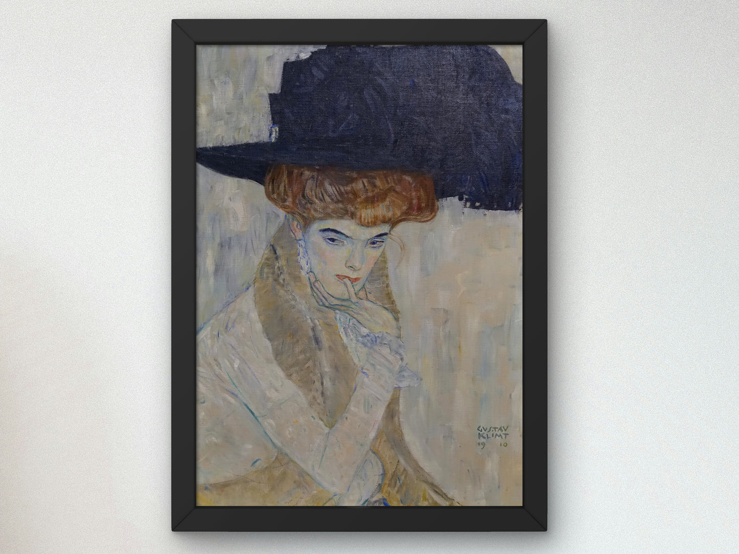 The Black Feathered Hat by Gustav Klimt 1910, Wall Art Print, Fine Art Reproduction, Museum Quality Decor, Poster