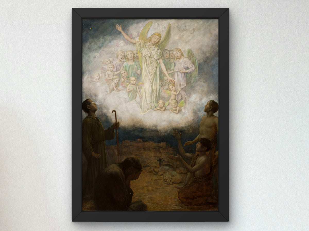 Annunciation to the Shepherds by Hans Thoma 1906, Wall Art Print, Fine Art Reproduction, Museum Quality Decor, Poster