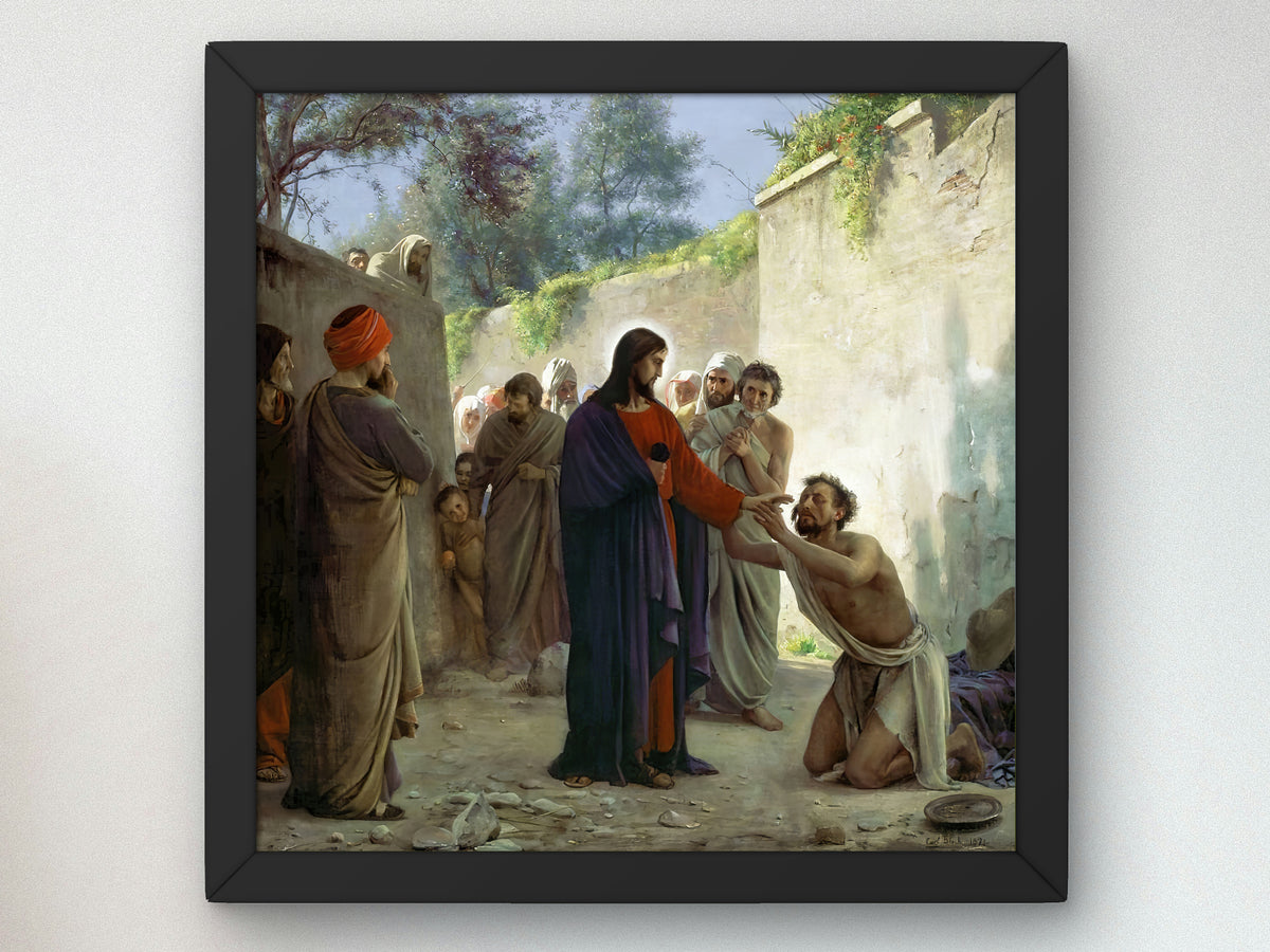 Christ Healing the Blind Man by Carl Bloch 1875, Wall Art Print, Fine Art Reproduction, Museum Quality Decor, Poster