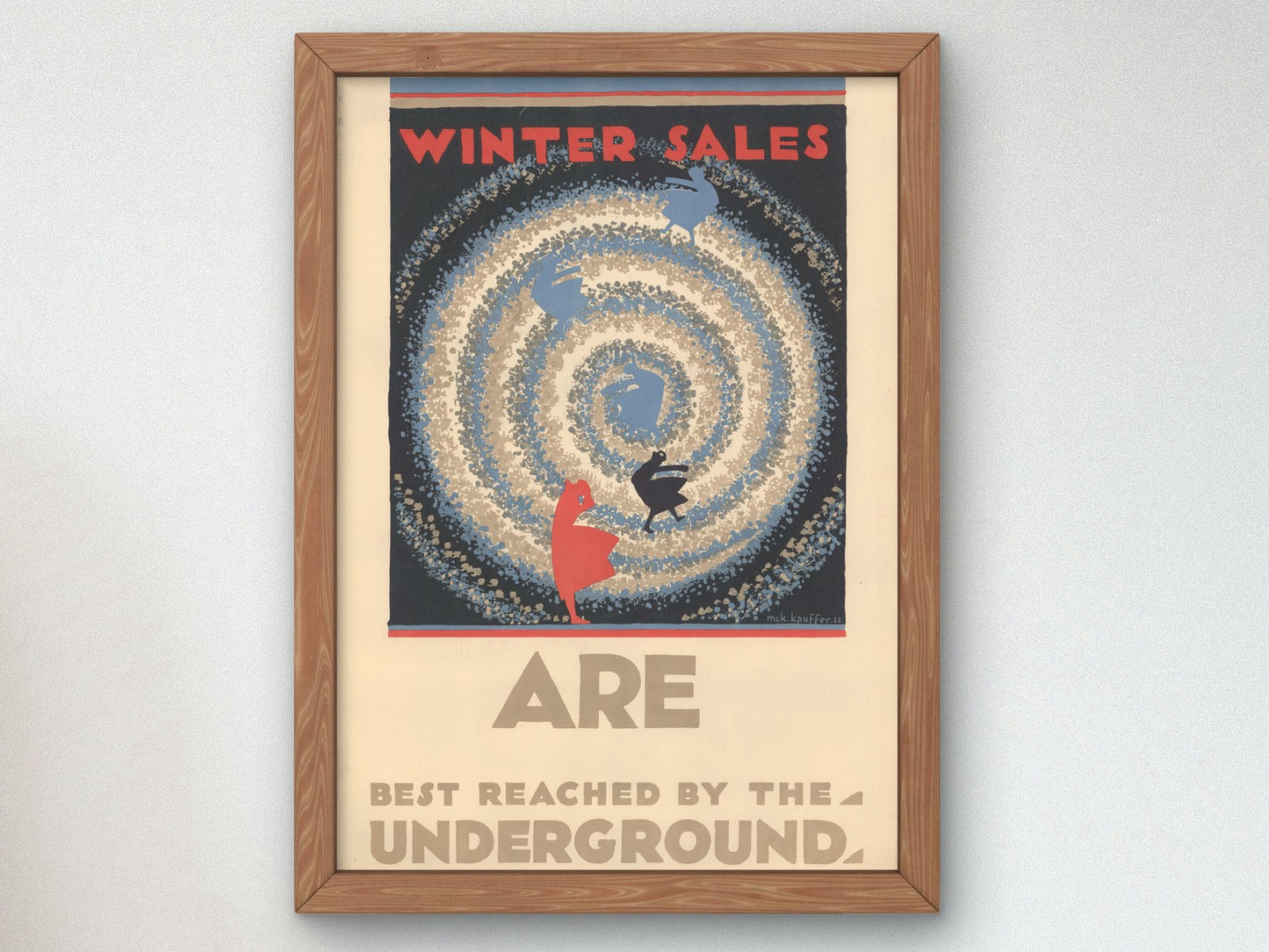 Winter Sales Are Best Reached by the Underground by Edward McKnight Kauffer 1922, Wall Art Print, Fine Art Reproduction, Museum Quality