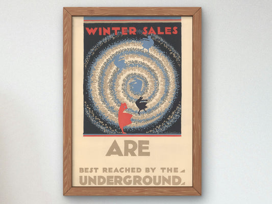 Winter Sales Are Best Reached by the Underground by Edward McKnight Kauffer 1922, Wall Art Print, Fine Art Reproduction, Museum Quality
