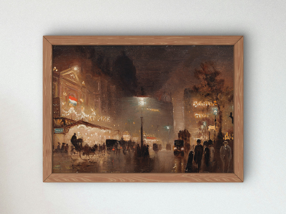 Leicester Square by George Hyde Pownall, Wall Art Print, Fine Art Reproduction, Museum Quality Decor, Poster