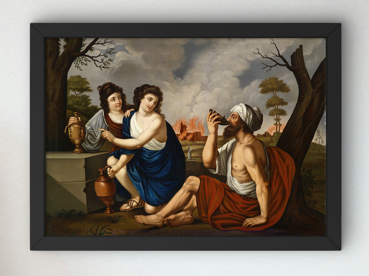 Lot and His Daughters by Josef Worlicek, Wall Art Print, Fine Art Reproduction, Museum Quality Decor, Poster