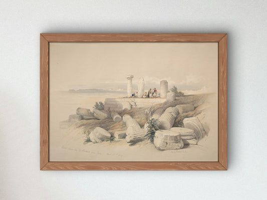 Ruins Called Om El Hamed near Tyre by David Roberts 1839, Wall Art Print, Fine Art Reproduction, Museum Quality Decor, Poster