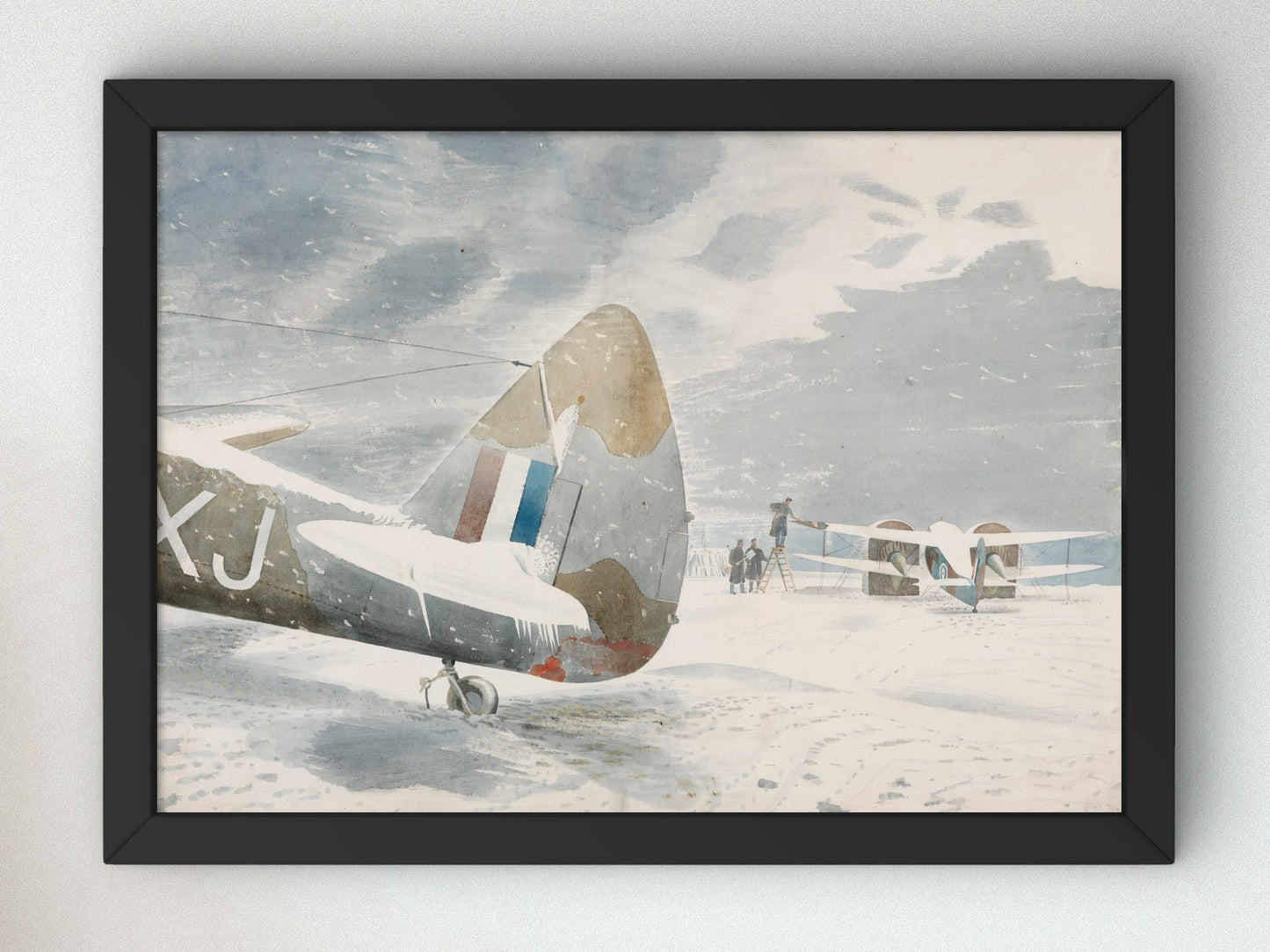 De Icing Aircraft by Eric Ravilious 1942, Wall Art Print, Fine Art Reproduction, Museum Quality Decor, Poster