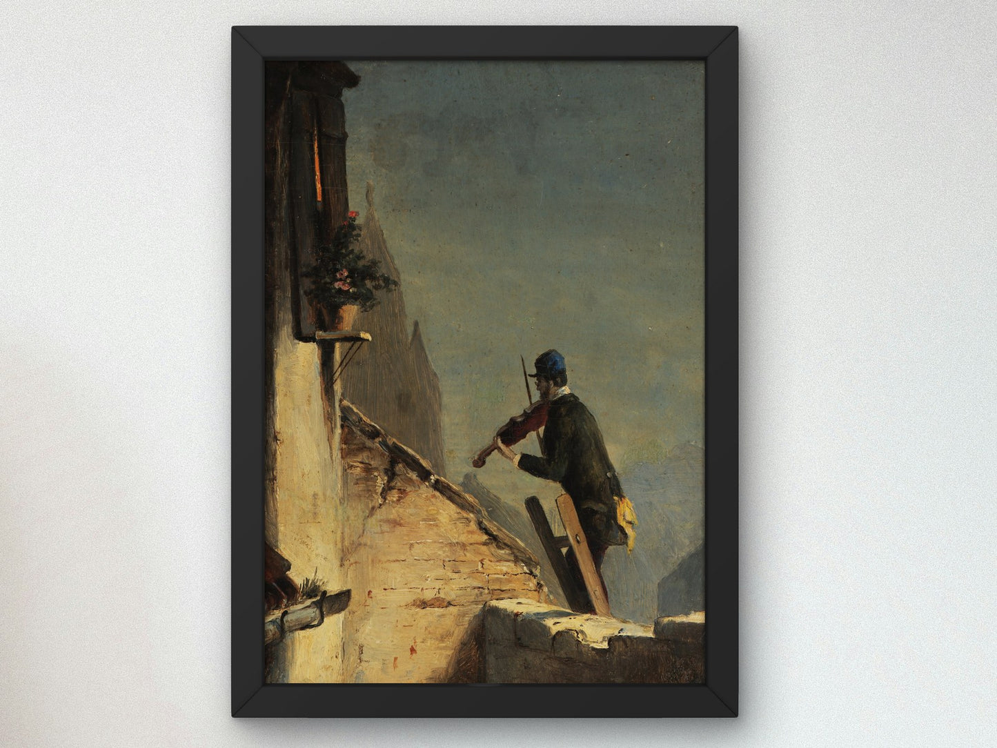 Serenade Midnight Violin on the Ladder by Carl Spitzweg 1850, Wall Art Print, Fine Art Reproduction, Museum Quality Decor, Poster