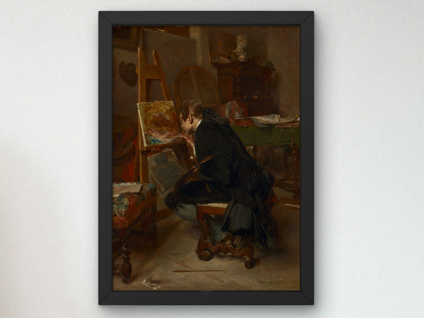 A Painter by Ernest Meissonier 1855, Wall Art Print, Fine Art Reproduction, Museum Quality Decor, Poster