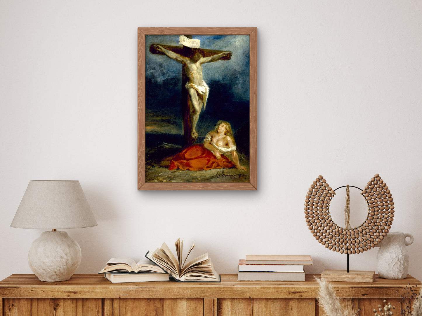 Saint Mary Magdalene at the Foot of the Cross by Eugène Delacroix 1829, Wall Art Print, Fine Art Reproduction, Museum Quality Decor, Poster