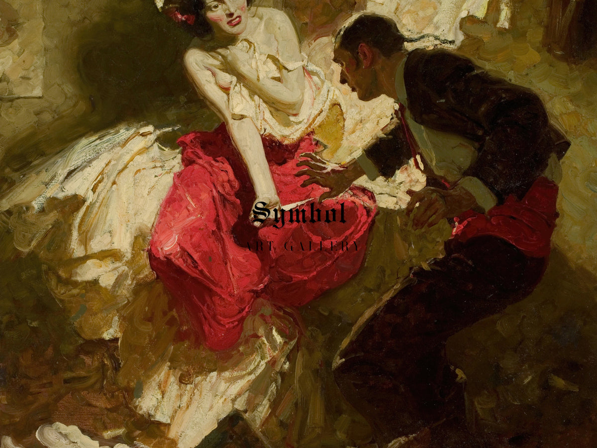The Red Shawl by Dean Cornwell 1922, Wall Art Print, Fine Art Reproduction, Museum Quality Decor, Poster