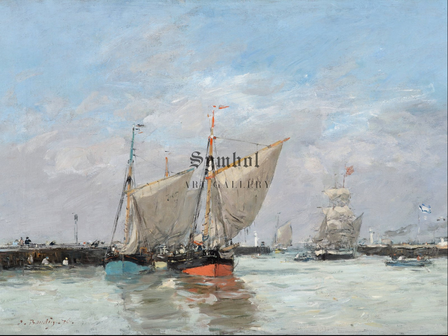 The Jetties High Tide Trouville by Eugène Boudin 1876, Wall Art Print, Fine Art Reproduction, Museum Quality Decor, Poster