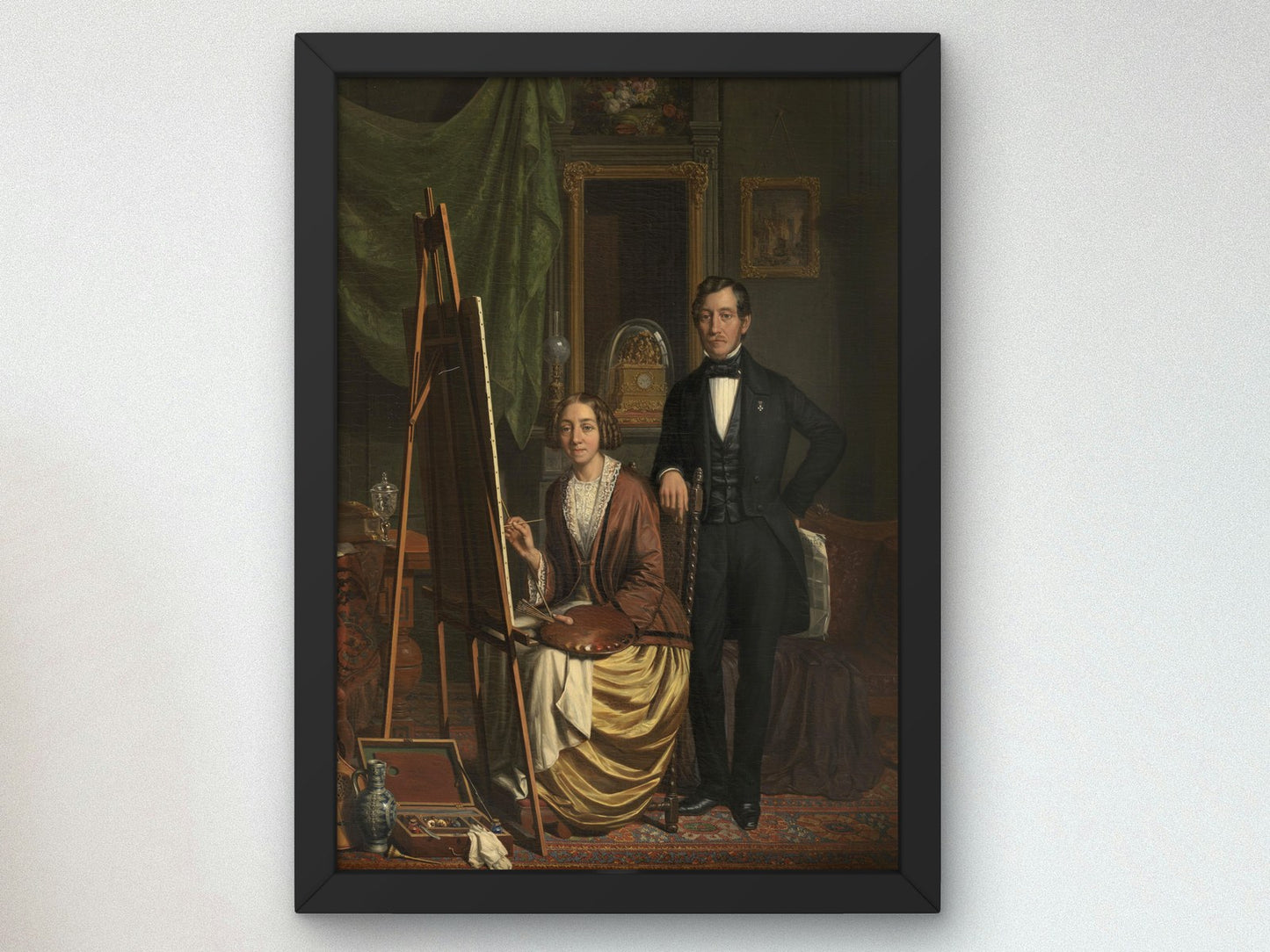 Self Portrait of the Couple Kiers Haanen by Elizabeth Haanen 1845, Wall Art Print, Fine Art Reproduction, Museum Quality Decor, Poster