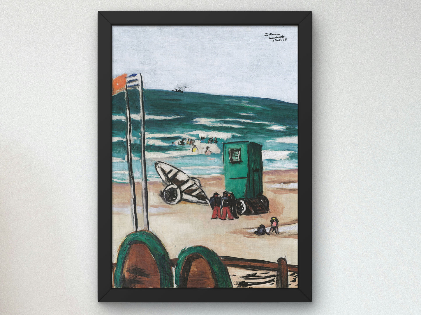 Bathers with Green Cabin and Sailors with Red Trousers by Max Beckmann 1934, Wall Art Print, Fine Art Reproduction, Museum Quality Decor