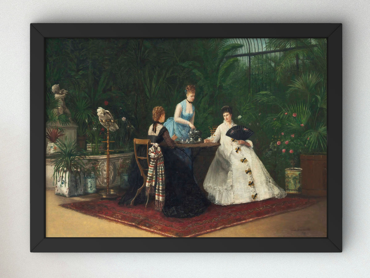 Tea in the Conservatory by Jeanne Samson, Wall Art Print, Fine Art Reproduction, Museum Quality Decor, Poster
