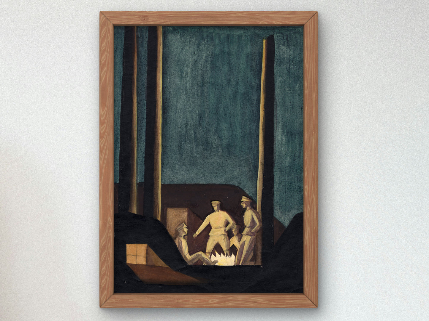 Riflemen by the Fireside by Jāzeps Grosvalds 1916, Wall Art Print, Fine Art Reproduction, Museum Quality Decor, Poster