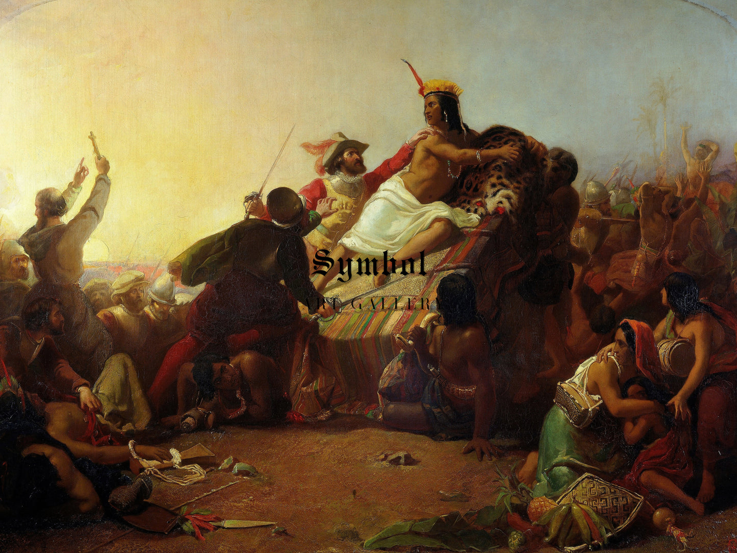 Pizarro Seizing the Inca of Peru by John Everett Millais 1846, Wall Art Print, Fine Art Reproduction, Museum Quality Decor, Poster