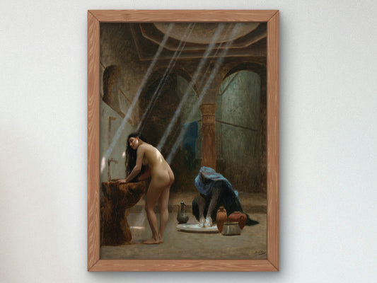 A Moorish Bath Study by Jean Léon Gérôme 1870, Wall Art Print, Fine Art Reproduction, Museum Quality Decor, Poster