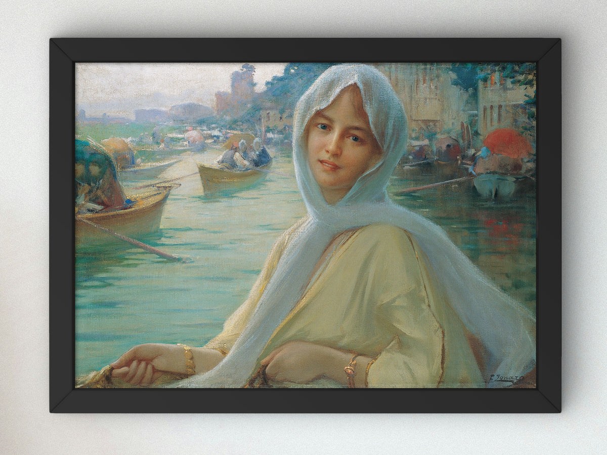 Amusement at Göksu by Fausto Zonaro 1896, Wall Art Print, Fine Art Reproduction, Museum Quality Decor, Poster