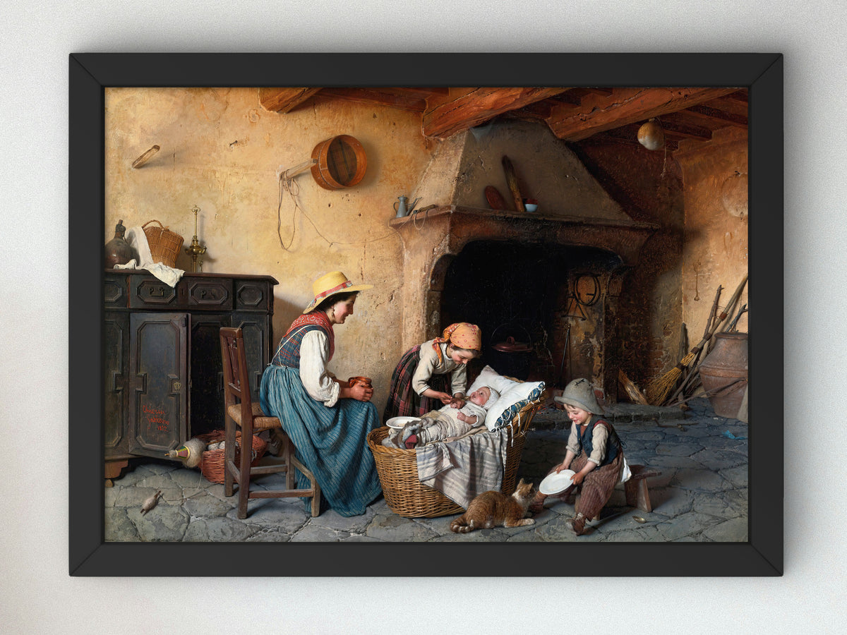 The Porridge by Gaetano Chierici 1872, Wall Art Print, Fine Art Reproduction, Museum Quality Decor, Poster