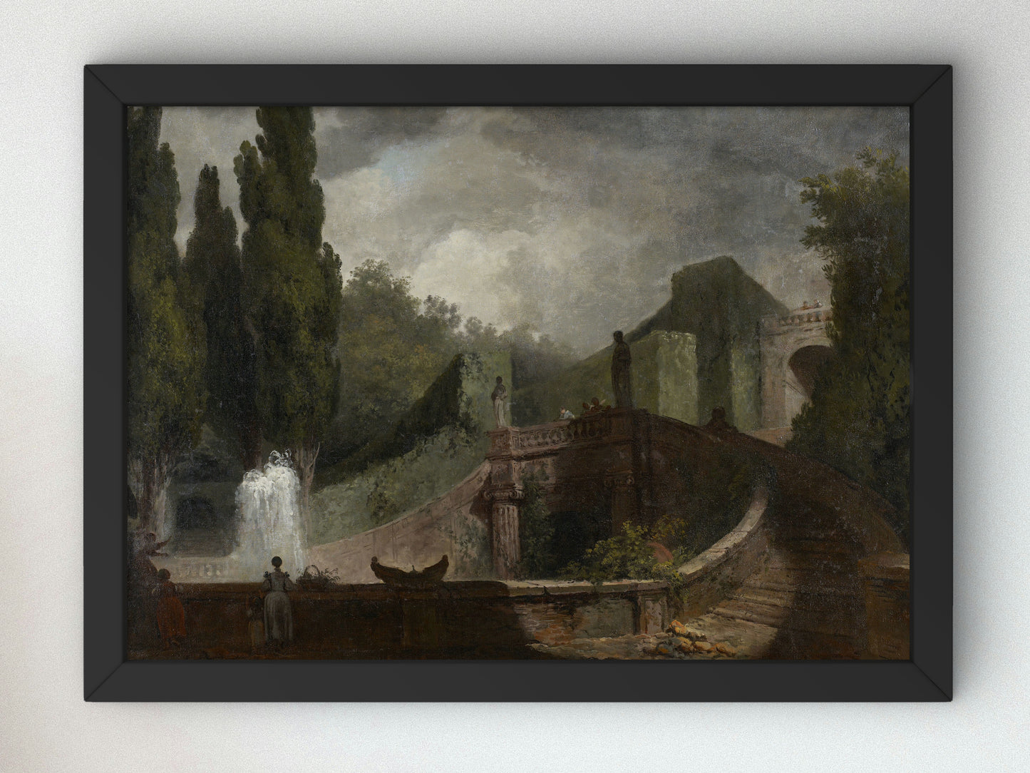 The Grand Staircase of the Villa d'Este at Tivoli by Jean Honoré Fragonard 1760, Wall Art Print, Fine Art Reproduction, Museum Quality Decor