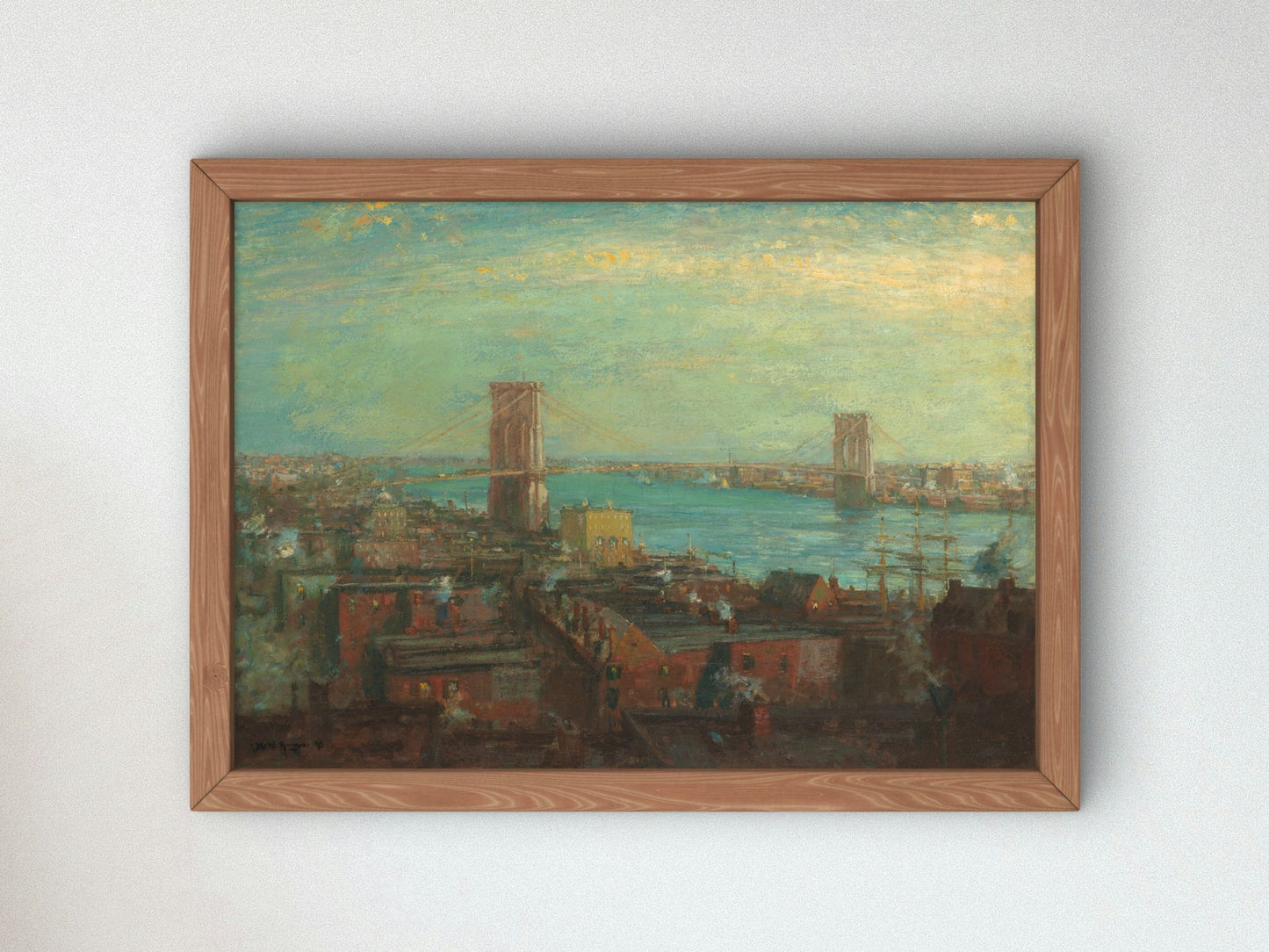 Brooklyn Bridge by Henry Ward Ranger 1899, Wall Art Print, Fine Art Reproduction, Museum Quality Decor, Poster