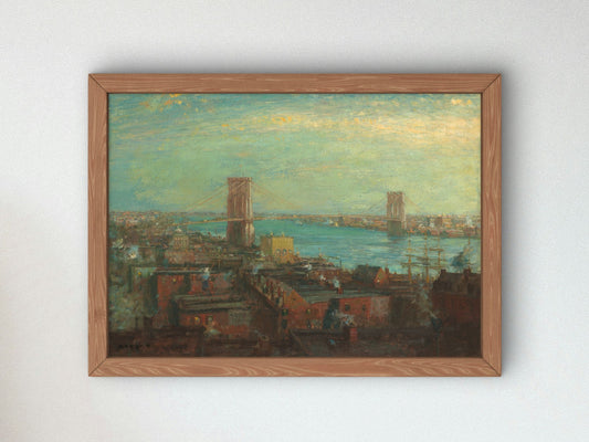 Brooklyn Bridge by Henry Ward Ranger 1899, Wall Art Print, Fine Art Reproduction, Museum Quality Decor, Poster